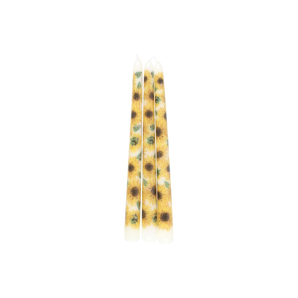 Set of 3 Sunflower Taper Candles