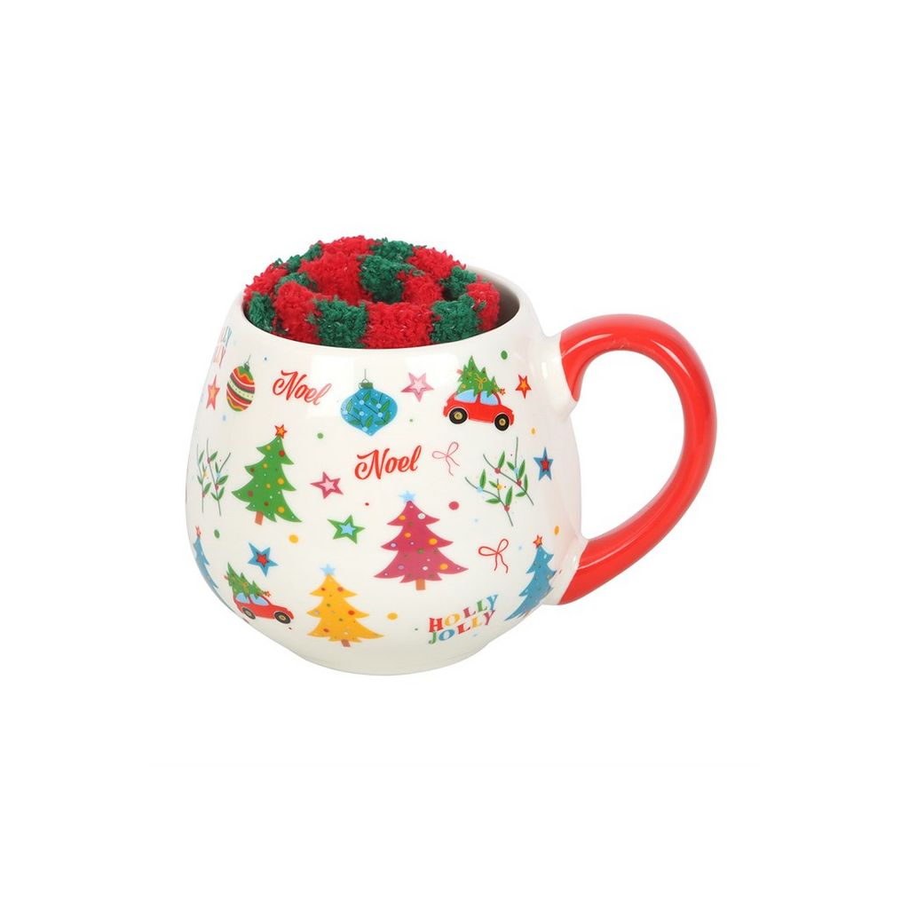 Nostalgic Christmas Print Mug and Socks Set