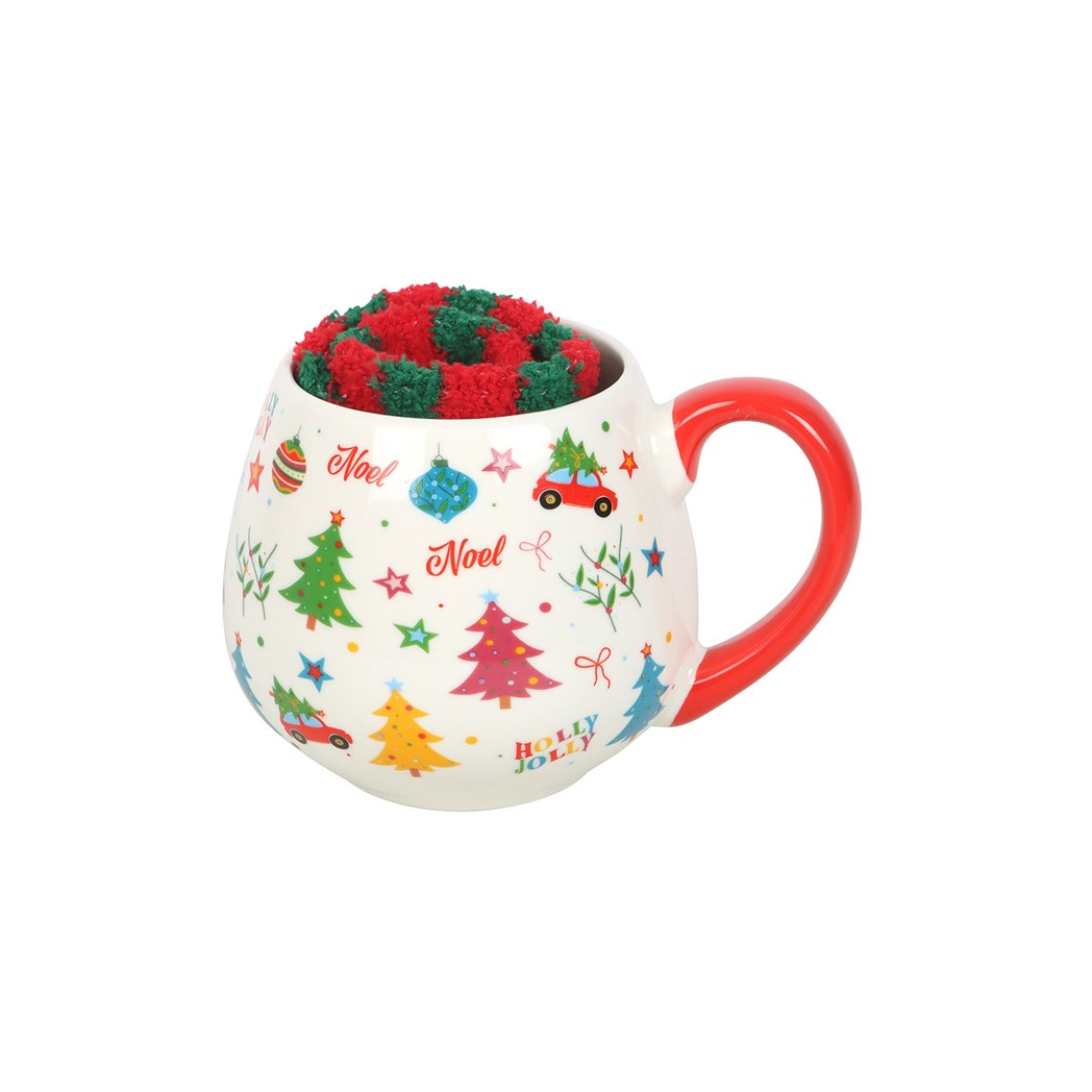 Nostalgic Christmas Print Mug and Socks Set