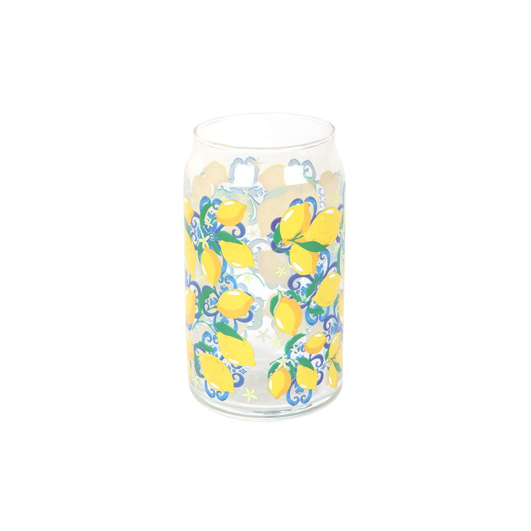 Lemon Print Can Glass