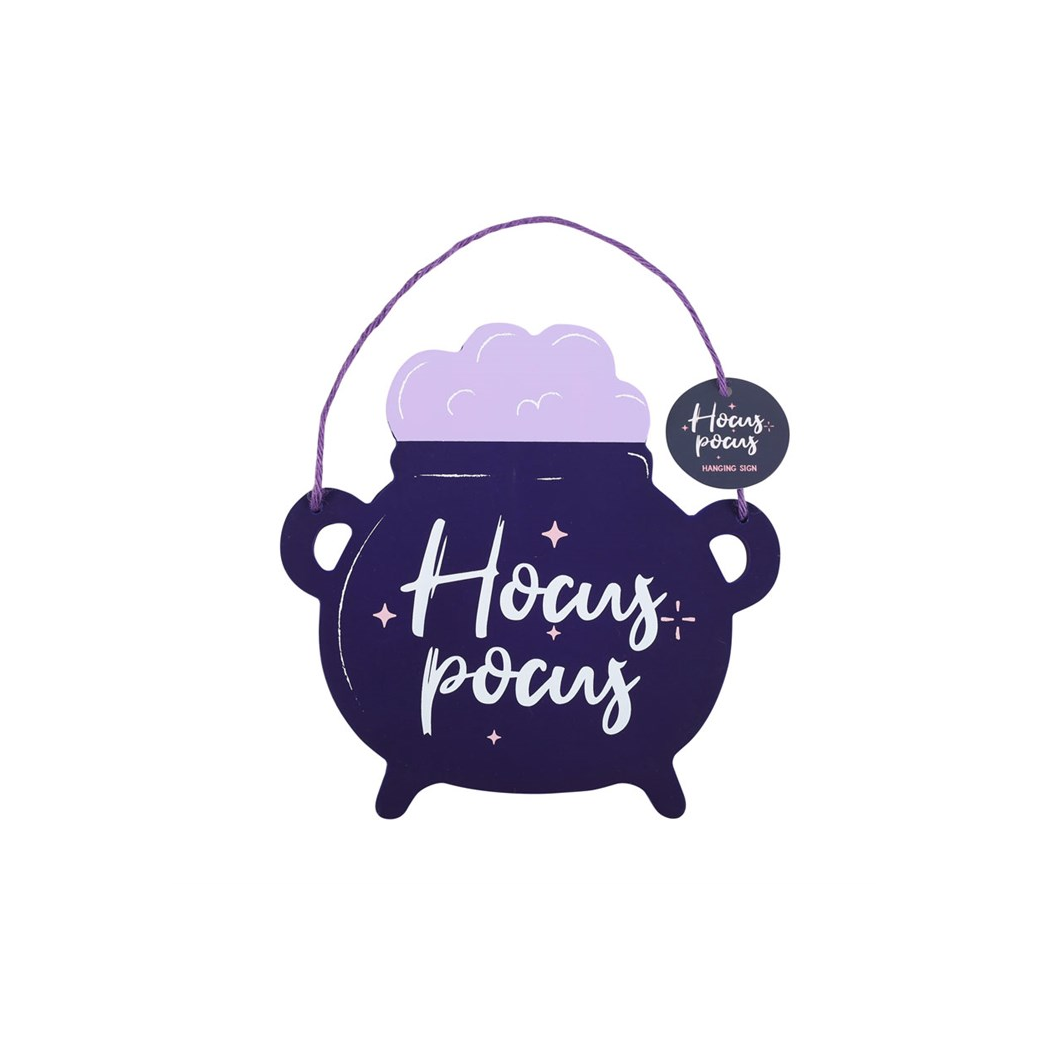 Hocus Pocus Cauldron Shaped Hanging Sign