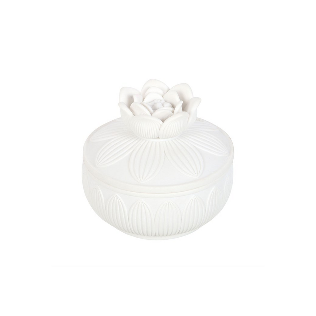 White Lotus Flower Trinket Box