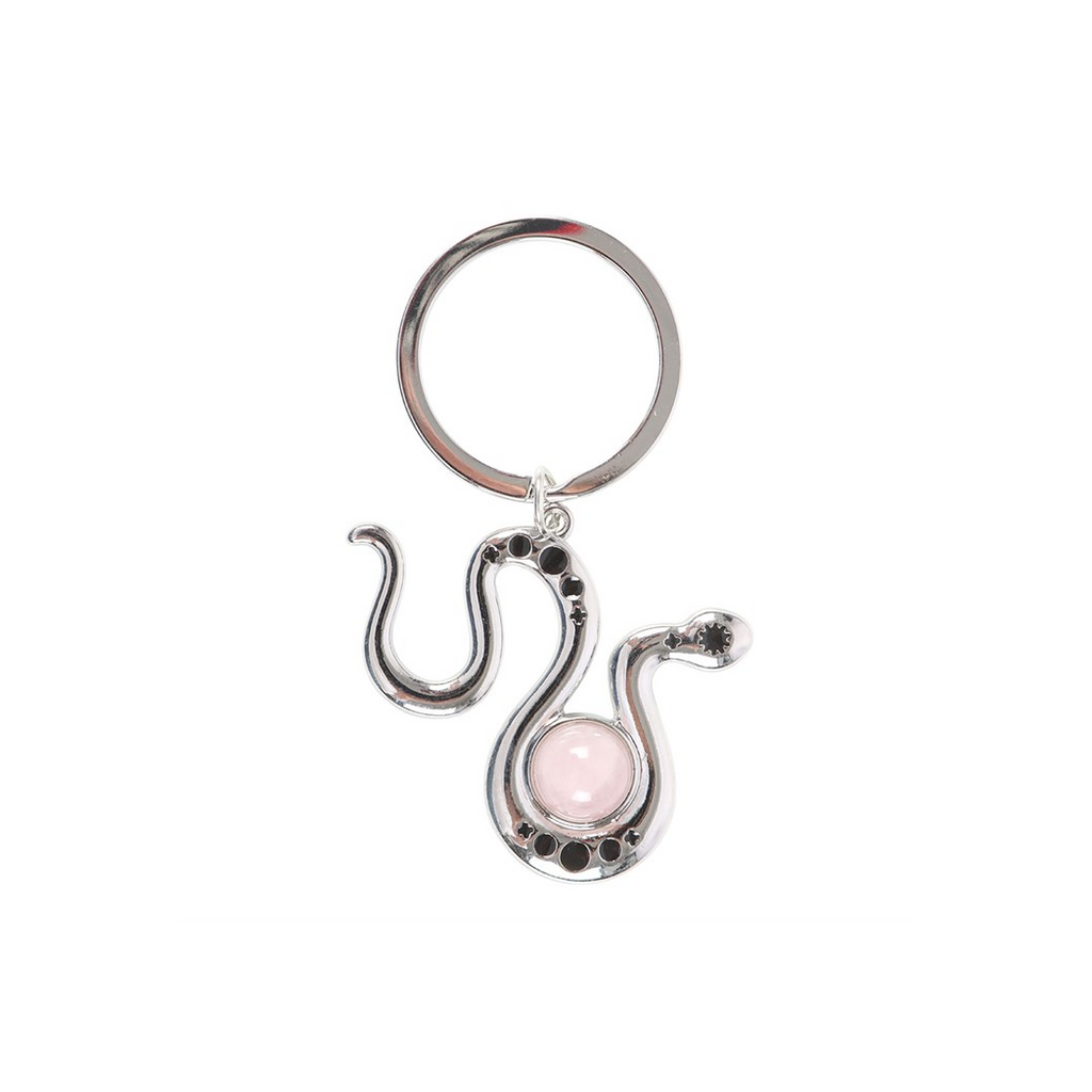 Snake Keyring with Rose Quartz Crystal