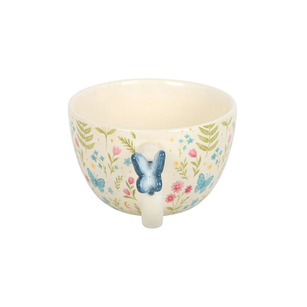 Luna Bloom Floral Print Mug with Butterfly