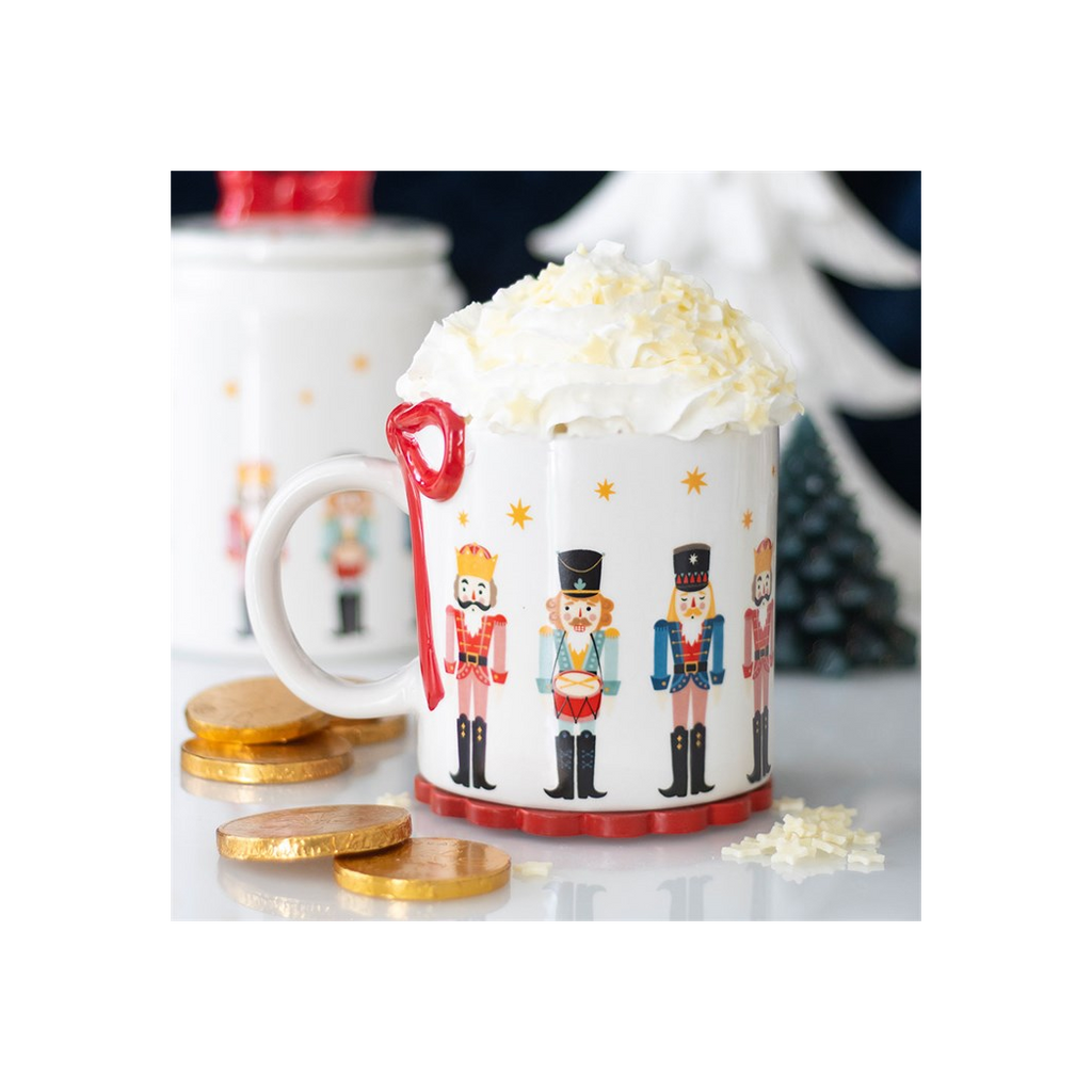 Nutcracker Print Mug with Bow
