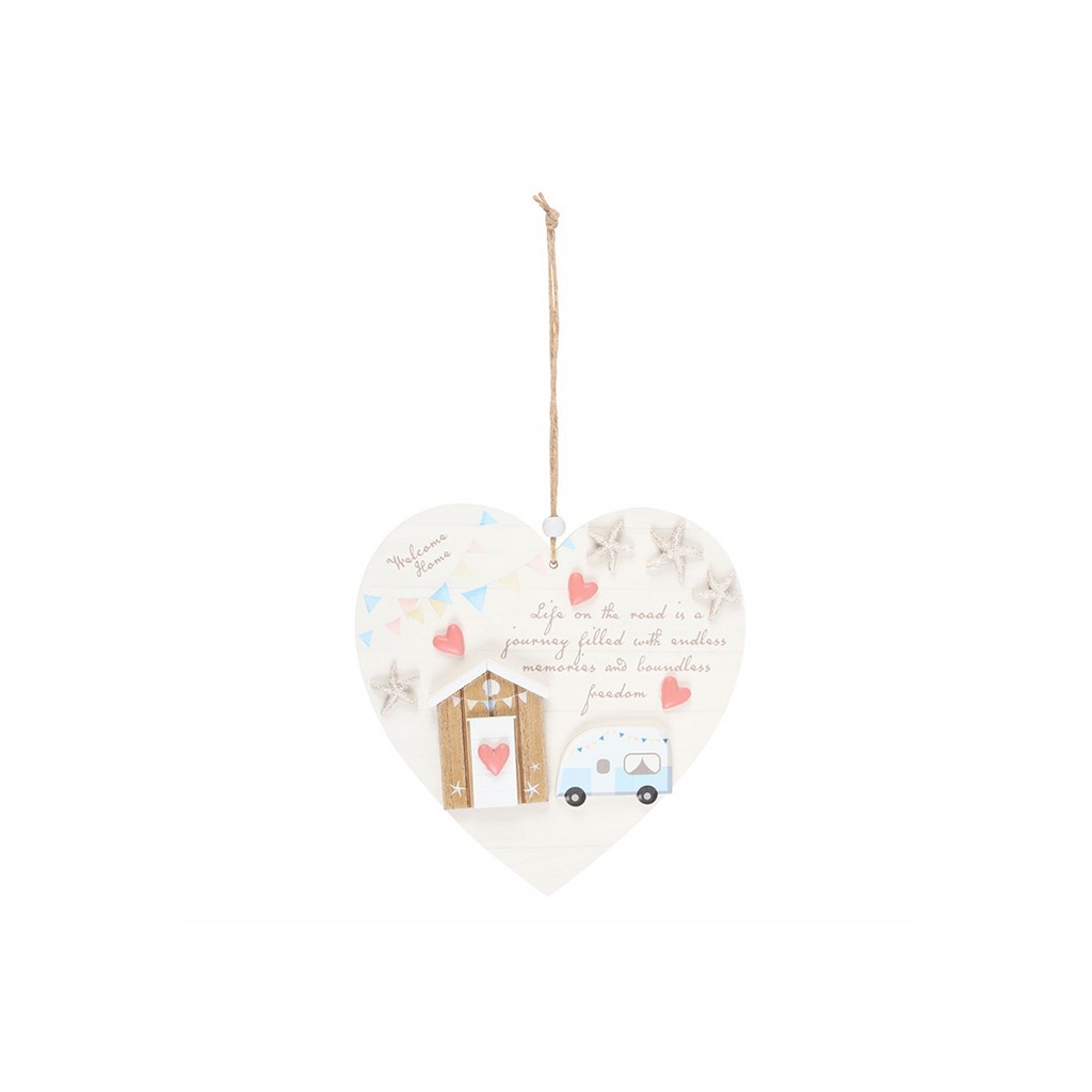 Life on the Road Shell Caravan Hanging Heart