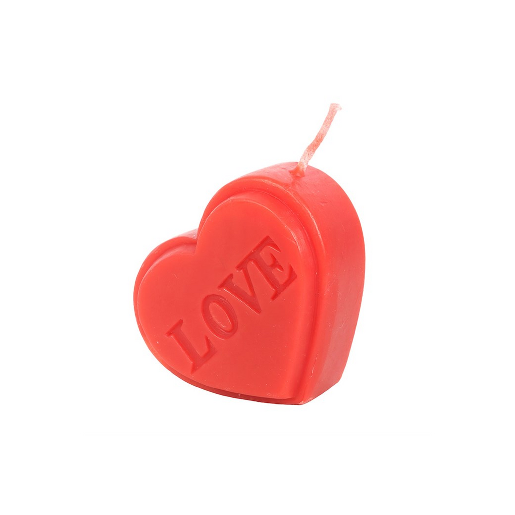 Red Love Heart Shaped Valentine's Day Candle