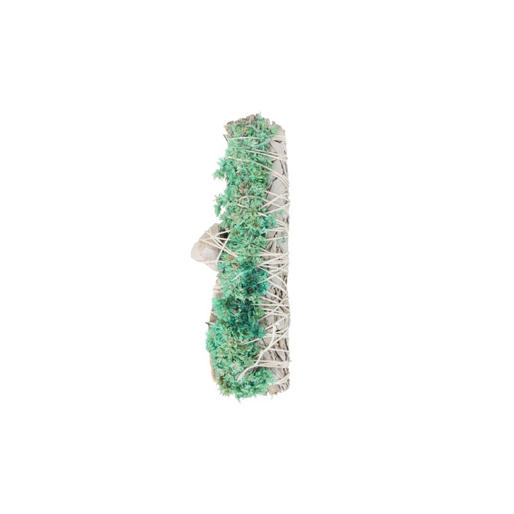 6in Ritual Wand Smudge Stick with White Sage, Abalone and Quartz