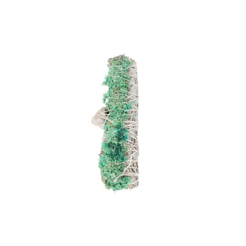 6in Ritual Wand Smudge Stick with White Sage, Abalone and Quartz