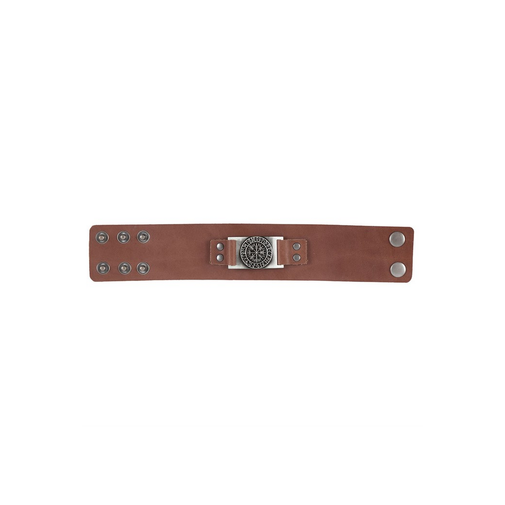 Viking Compass Leather Cuff Bracelet