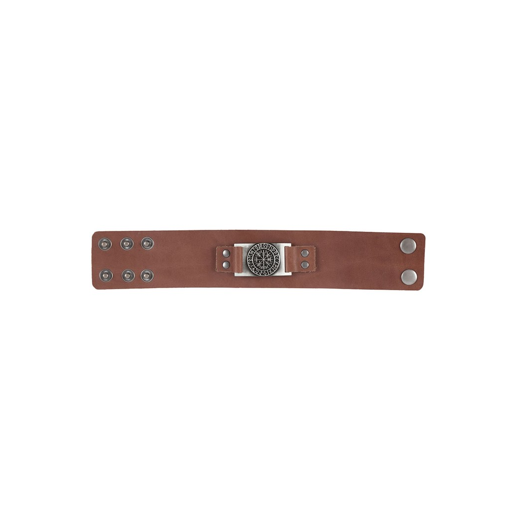 Viking Compass Leather Cuff Bracelet