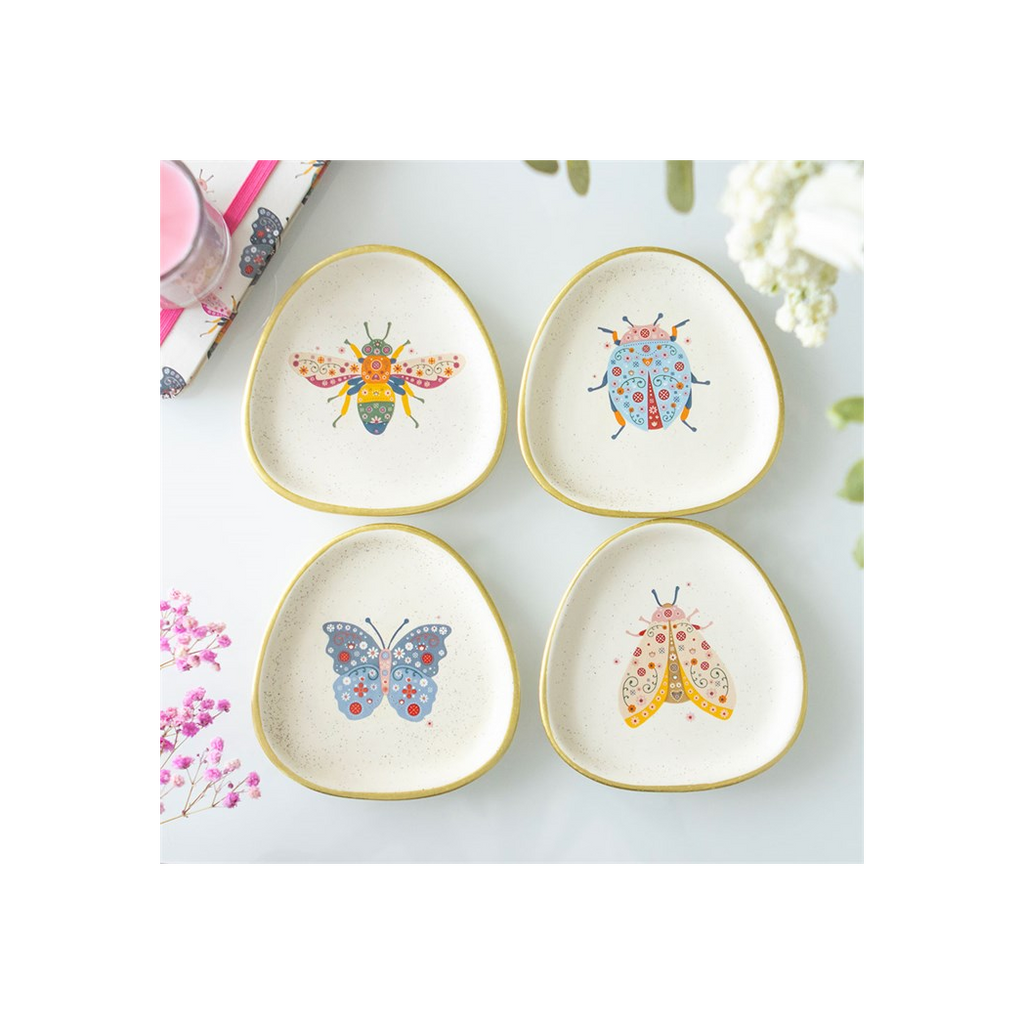 Set of 4 Floral Bug Trinket Dishes