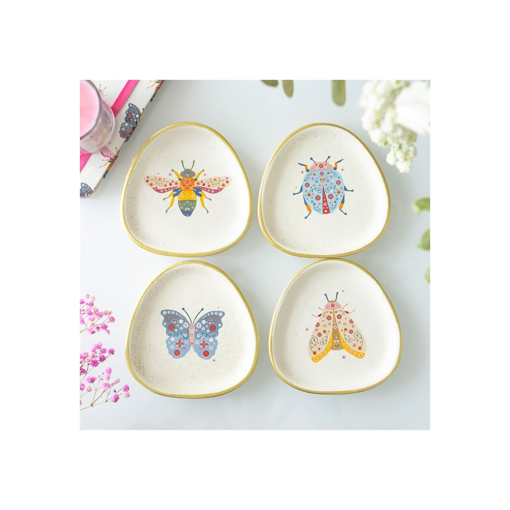 Set of 4 Floral Bug Trinket Dishes