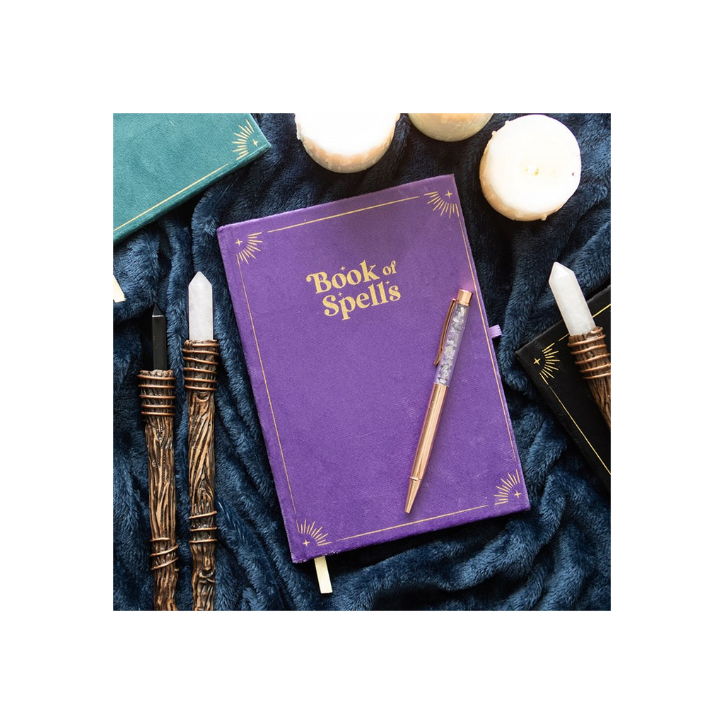 Book of Spells Journal with Amethyst Crystal Pen