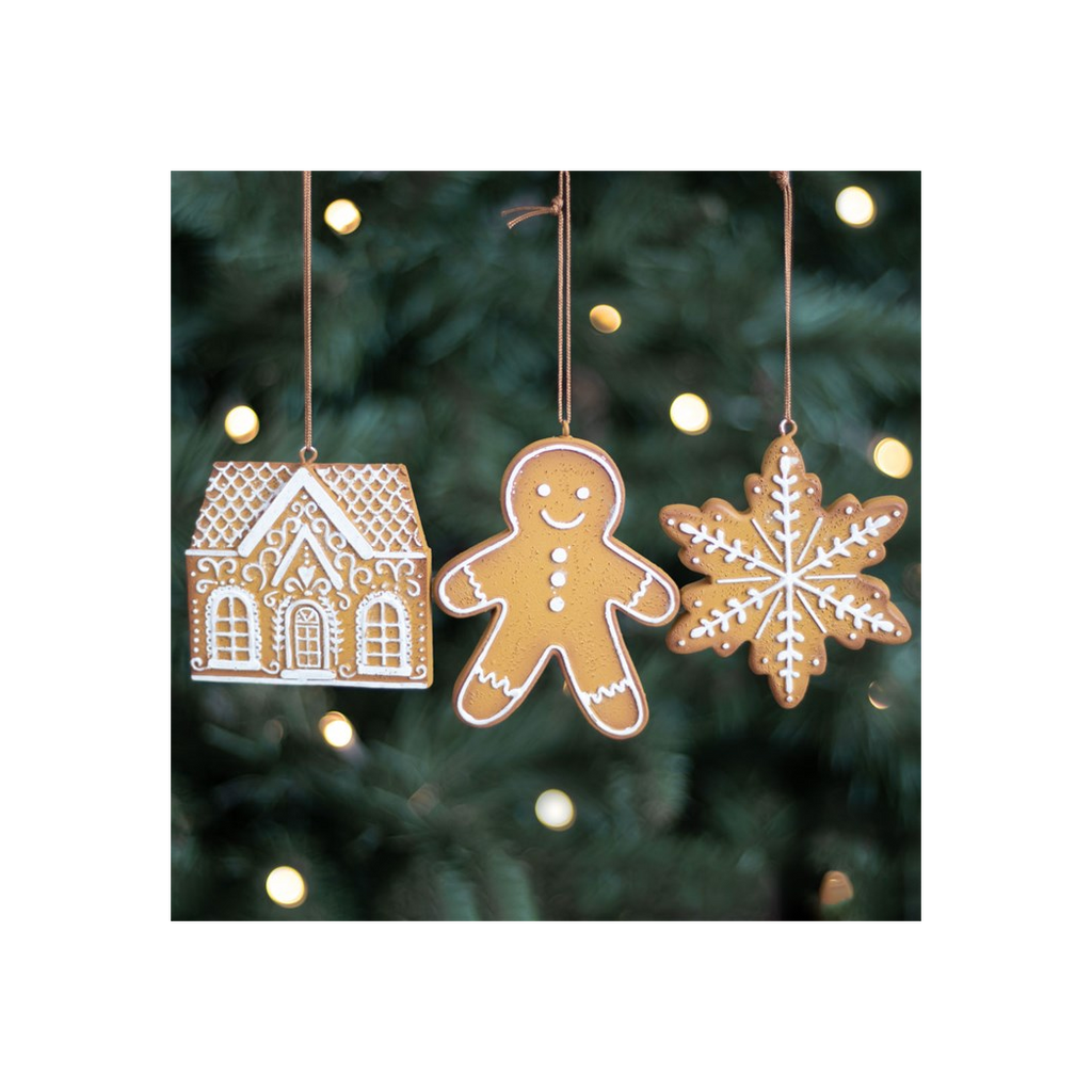 Set of 3 Hanging Gingerbread Decorations