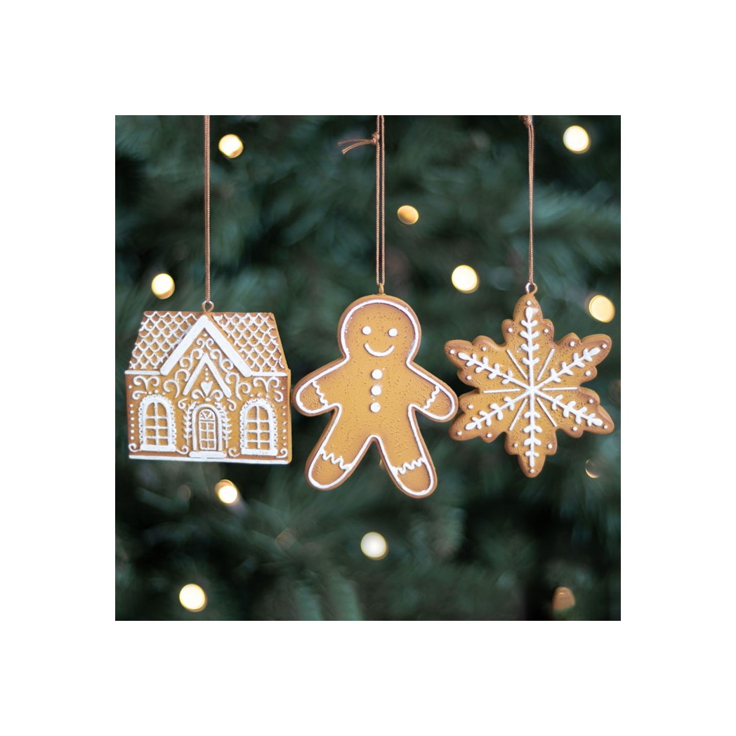 Set of 3 Hanging Gingerbread Decorations