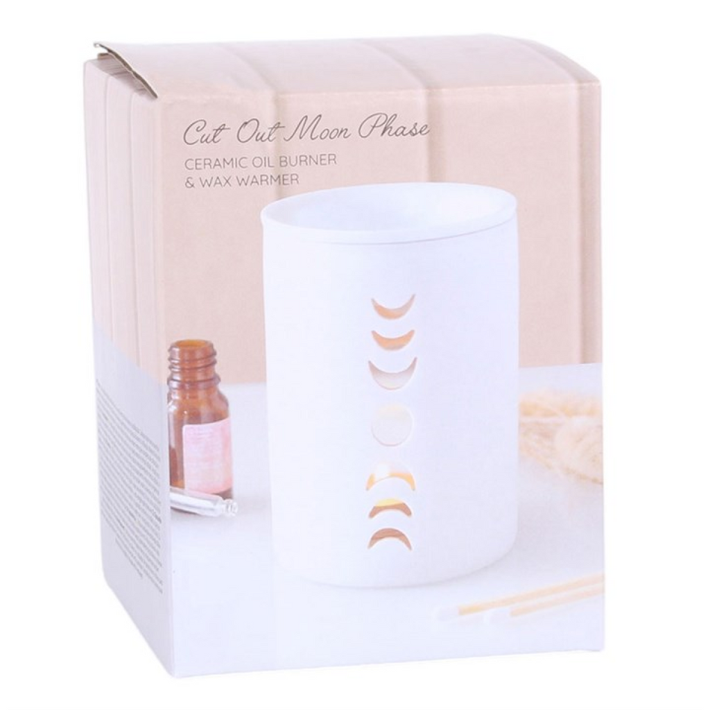 White Moon Phase Cut Out Oil Burner and Wax Warmer