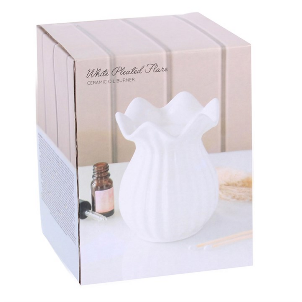 White Pleated Flare Oil Burner