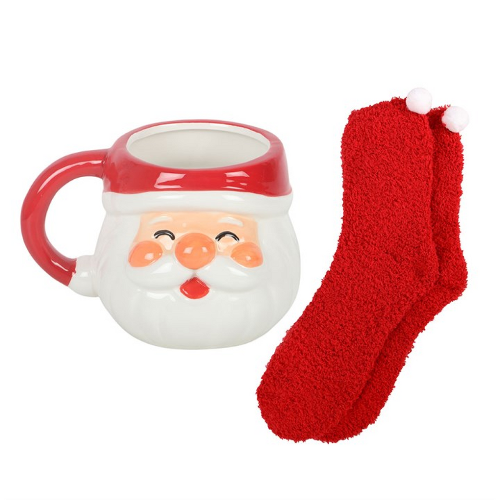Jolly Santa Christmas Mug and Socks Set