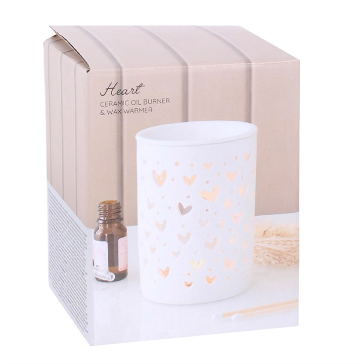 White Heart Cut Out Oil Burner and Wax Warmer
