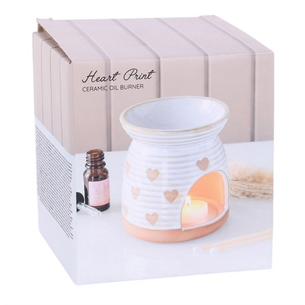Beige Heart Print Oil Burner