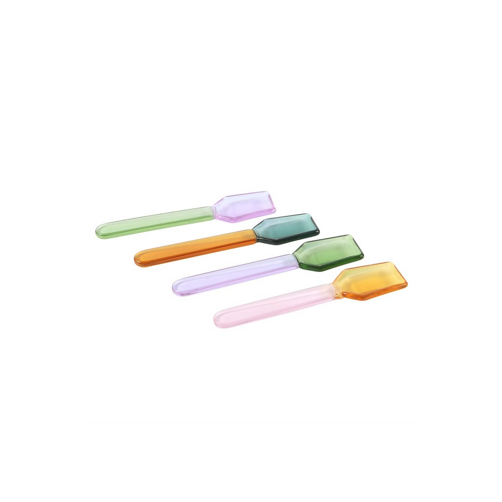 Set of 4 Pastel Glass Dessert Spoons