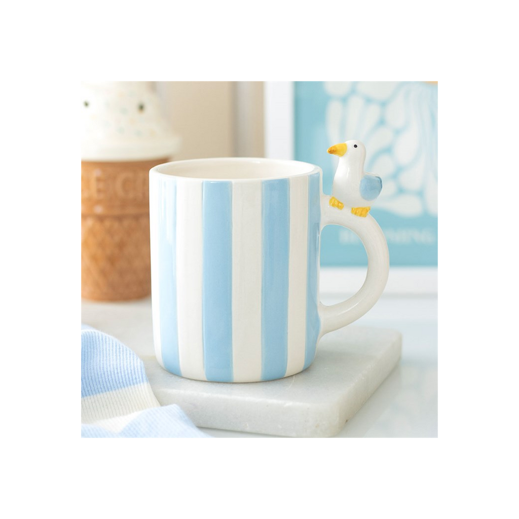 Striped Mug with Seagull