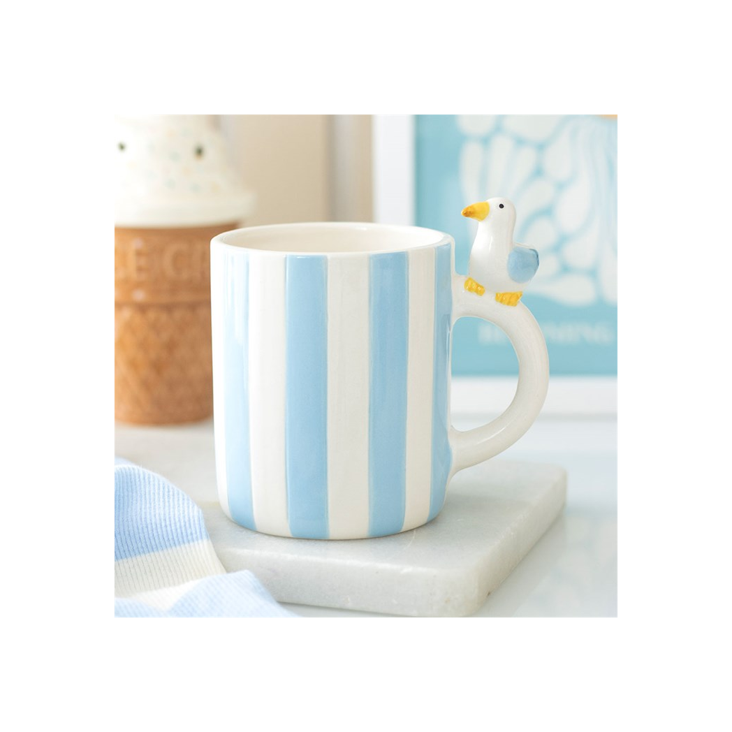 Striped Mug with Seagull