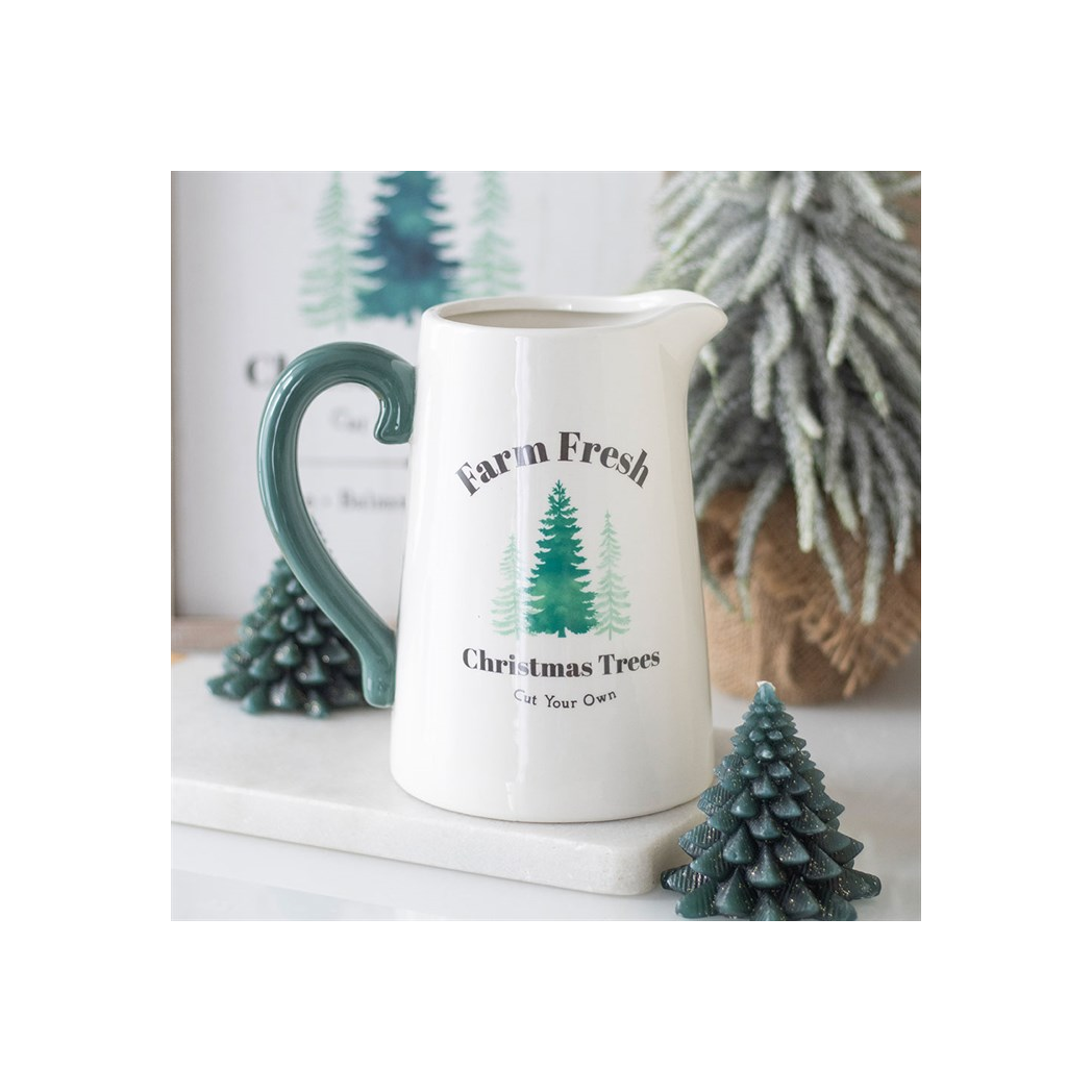 Farm Fresh Christmas Trees Ceramic Flower Jug