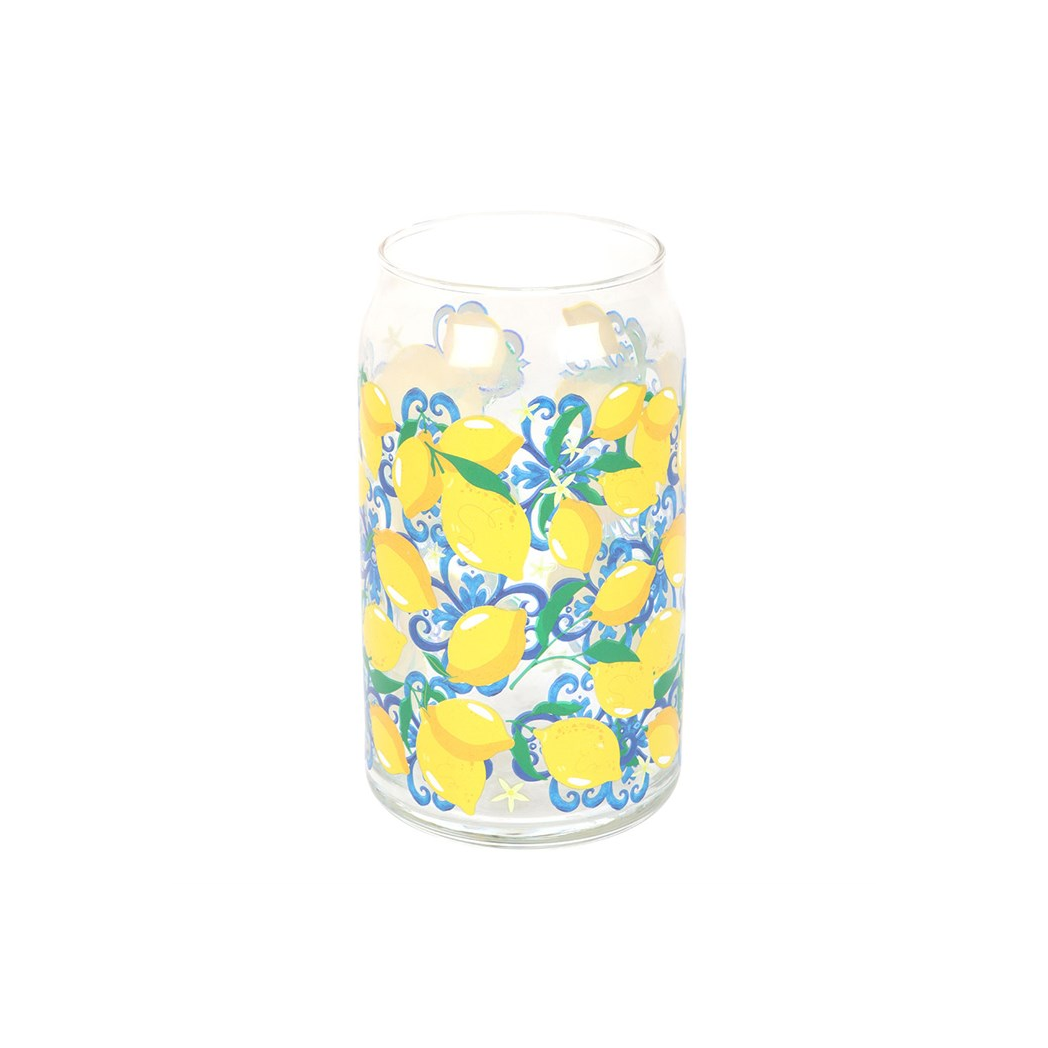 Lemon Print Can Glass