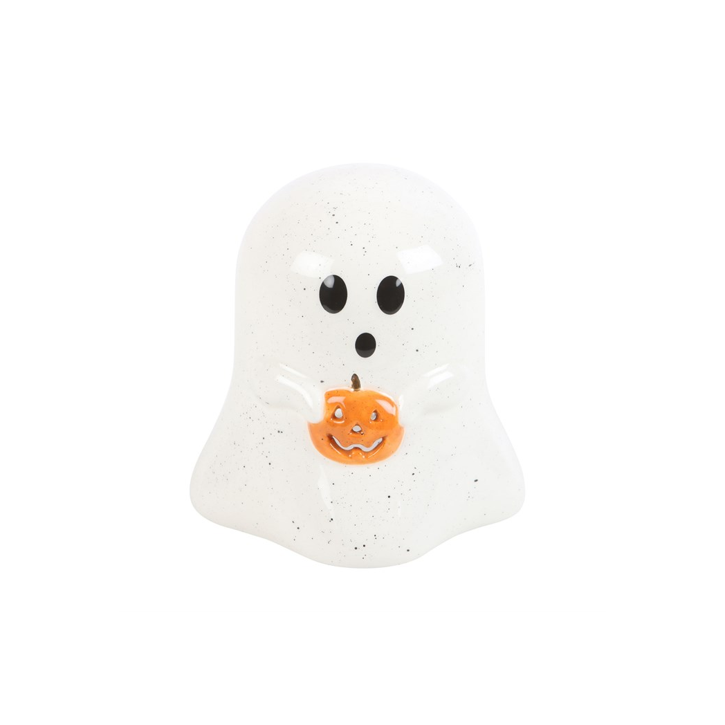 Ghost Shaped Tealight Candle Holder with Pumpkin