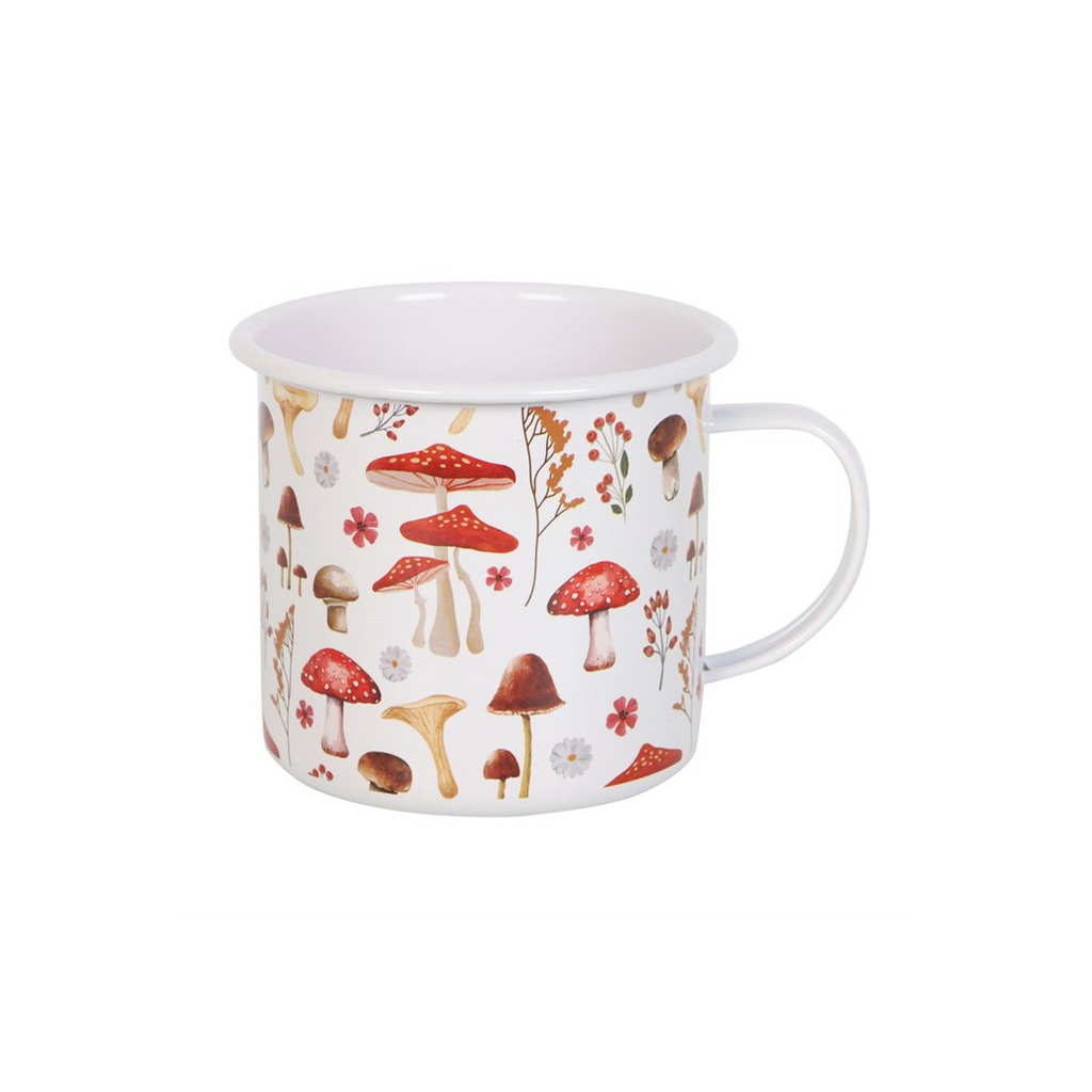 All Over Mushroom Print Enamel Mug