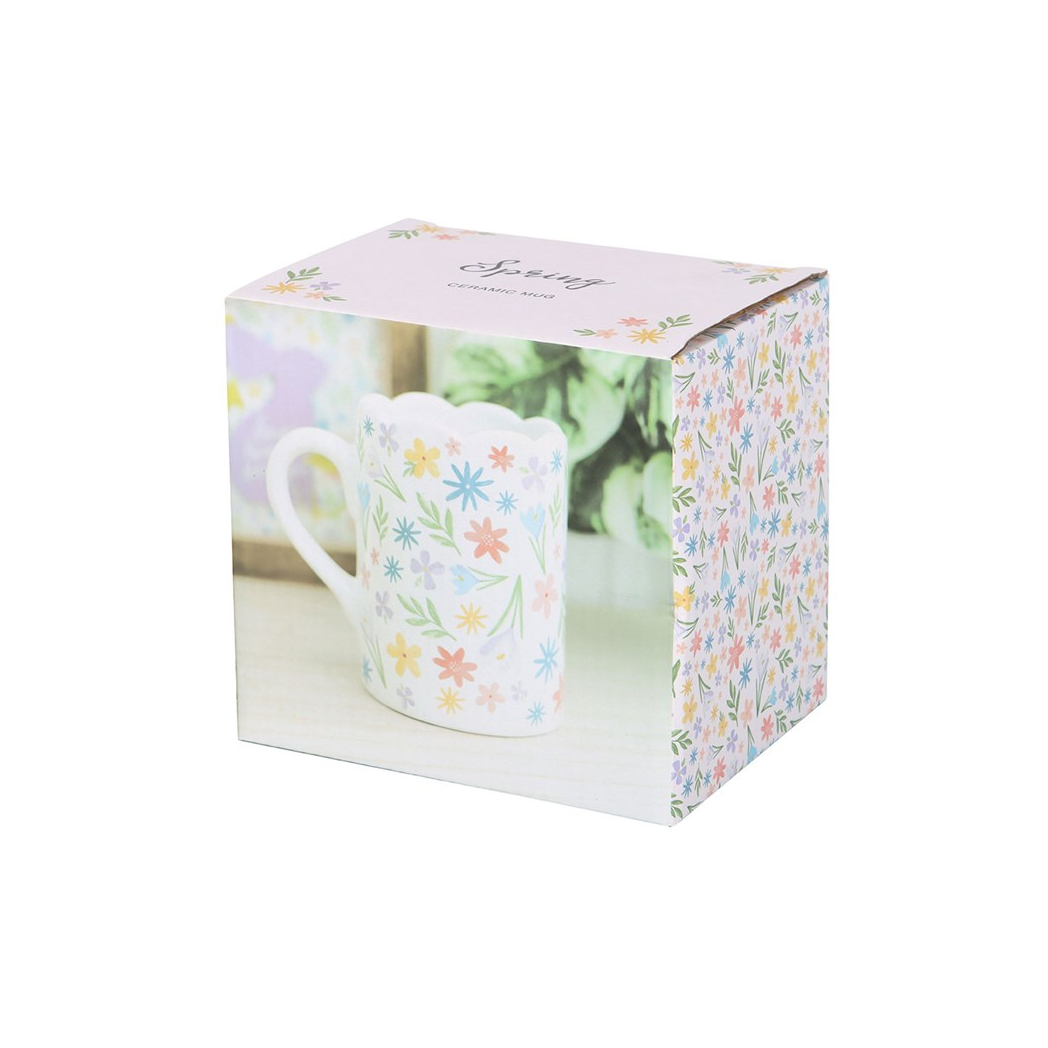 Spring Floral Print Scalloped Mug