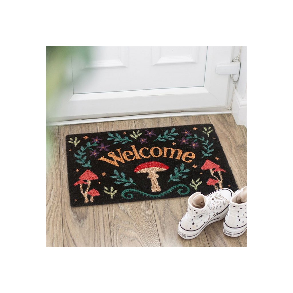 Black Mushroom Welcome Doormat