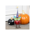 Red Metal Owl Ornament with Witch Hat