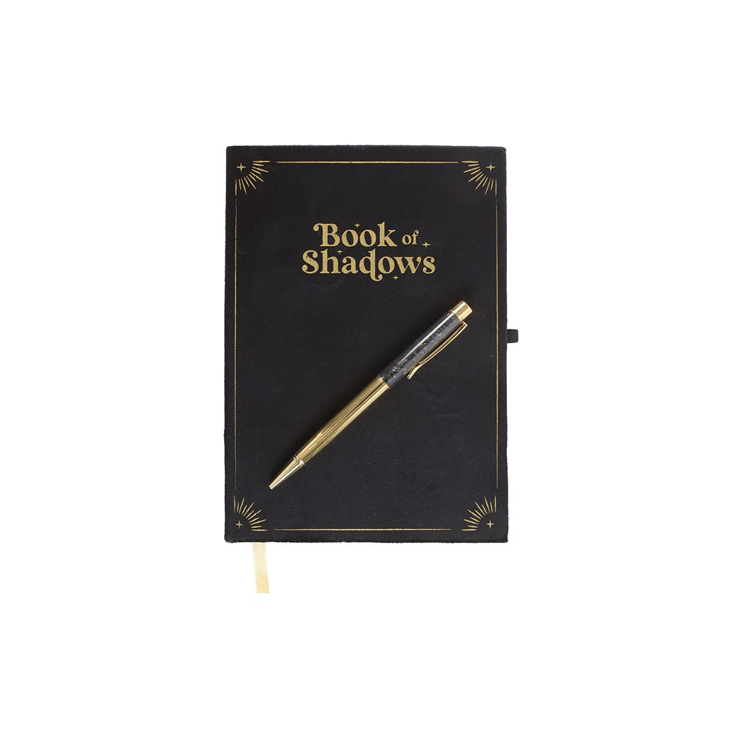 Book of Shadows Journal with Black Obsidian Crystal Pen