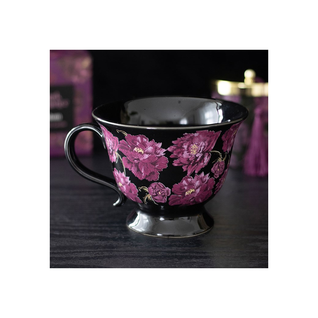 Dark Romance Floral Print Teacup