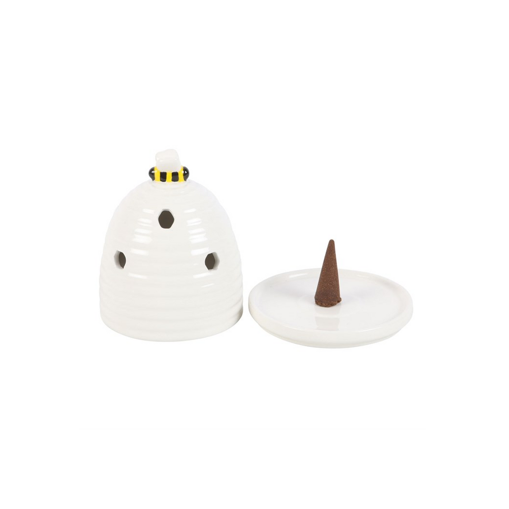 White Beehive Incense Cone Holder