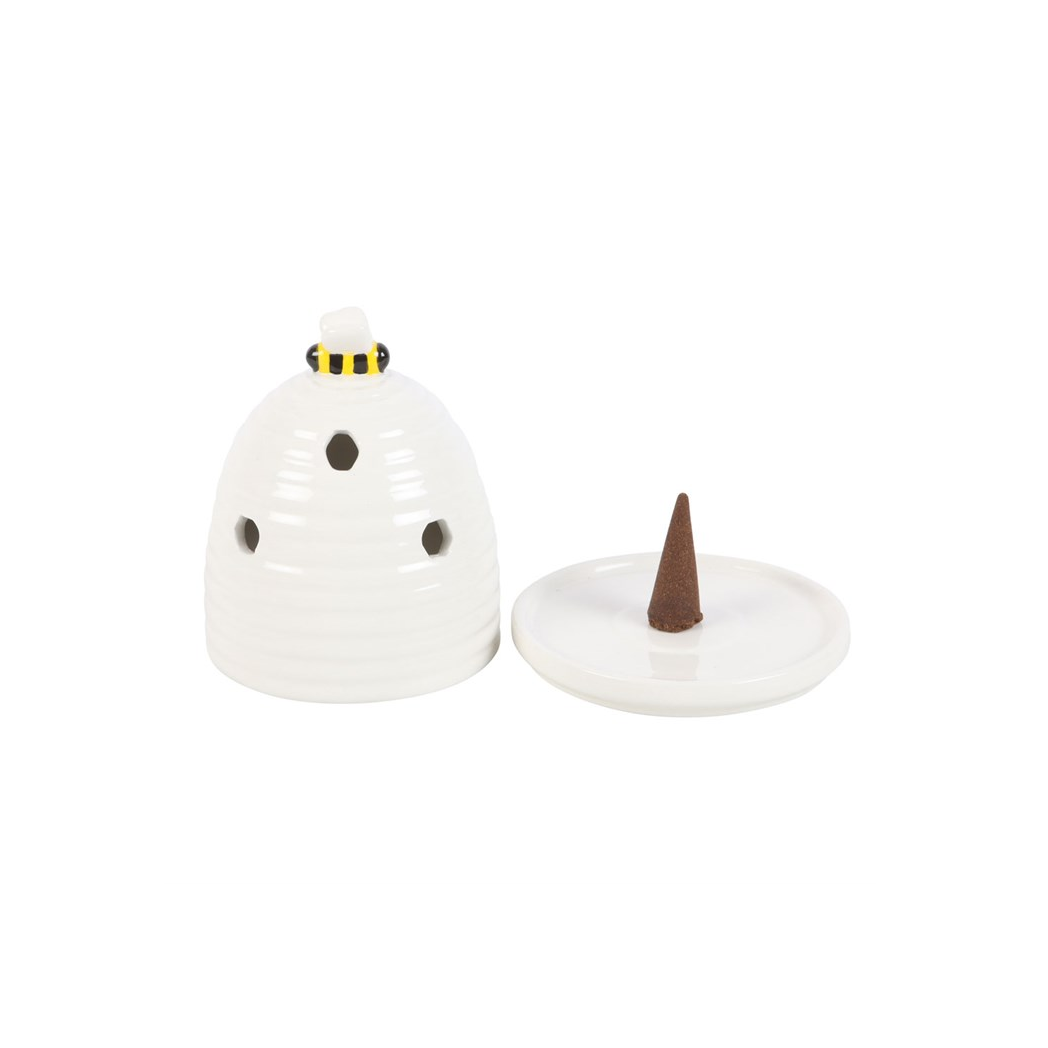 White Beehive Incense Cone Holder