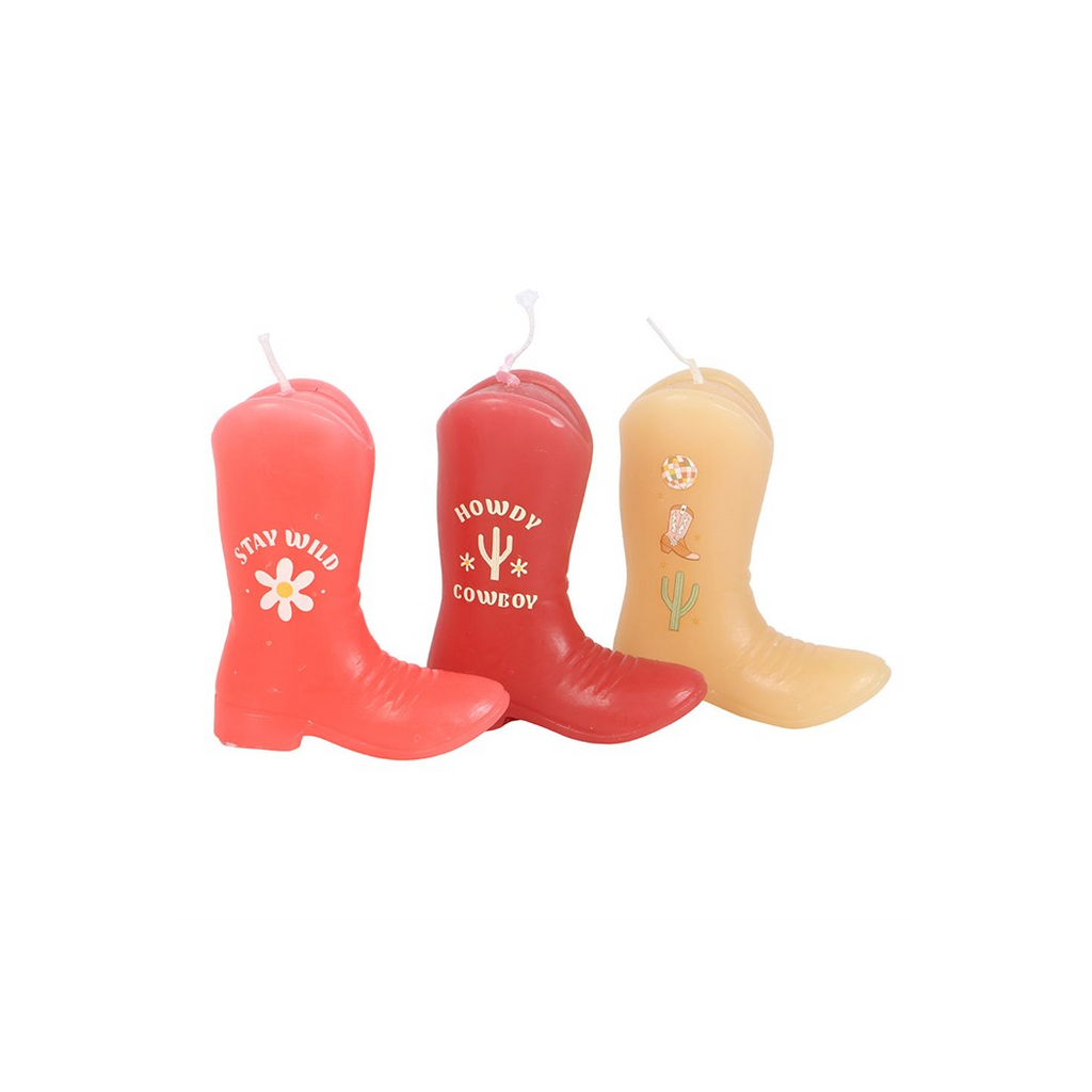 Set of 3 Cowboy Boot Candles
