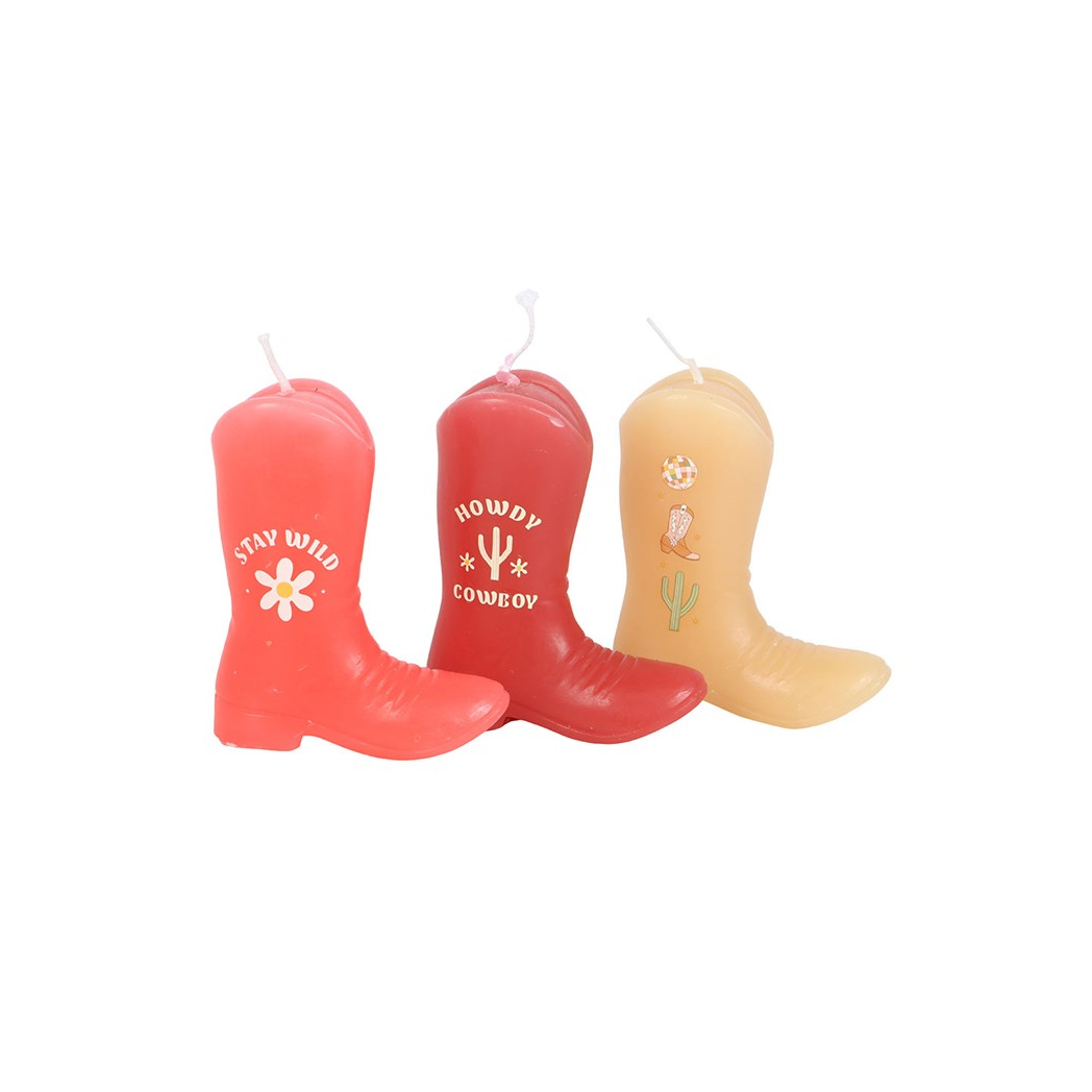 Set of 3 Cowboy Boot Candles
