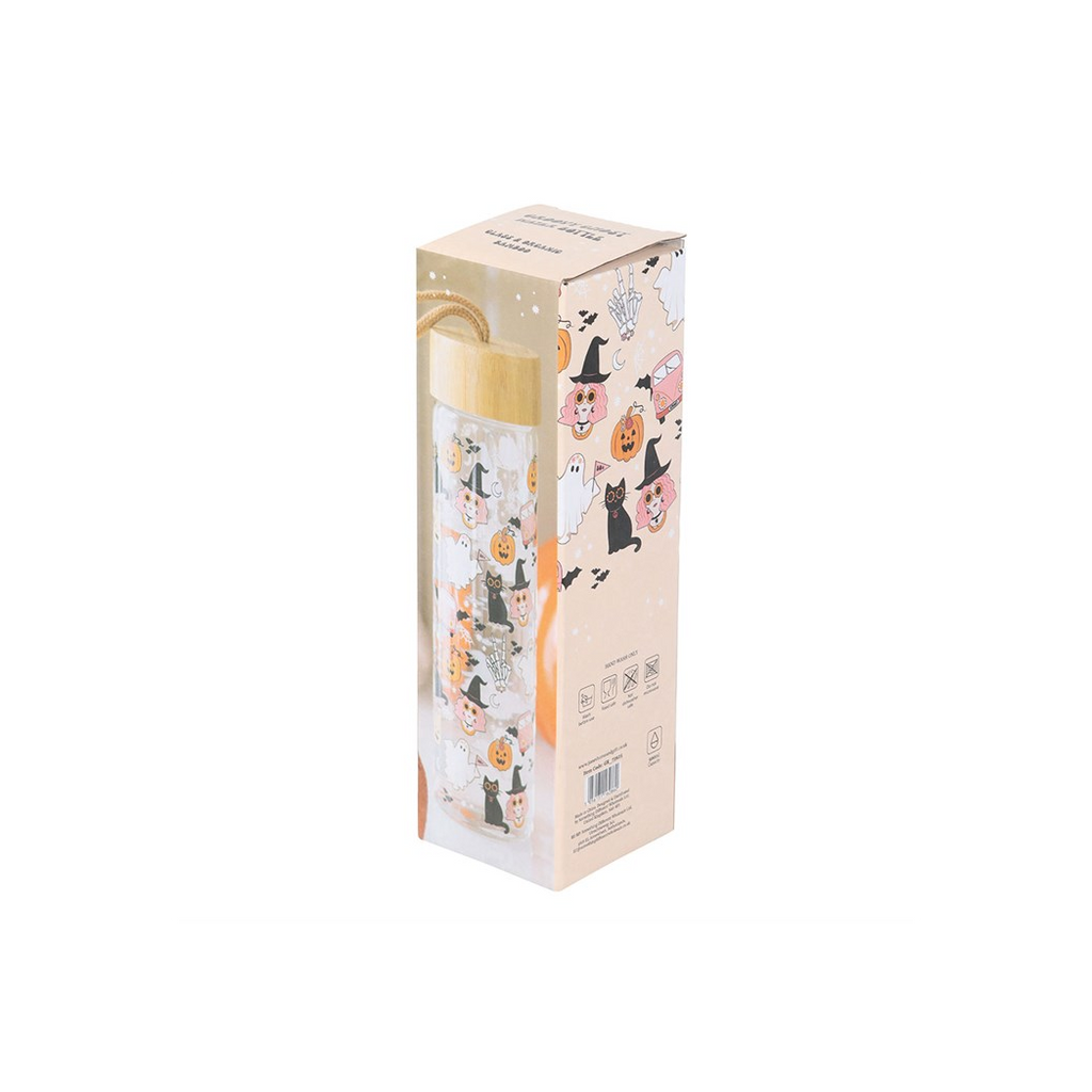 Groovy Ghost Print Glass Water Bottle