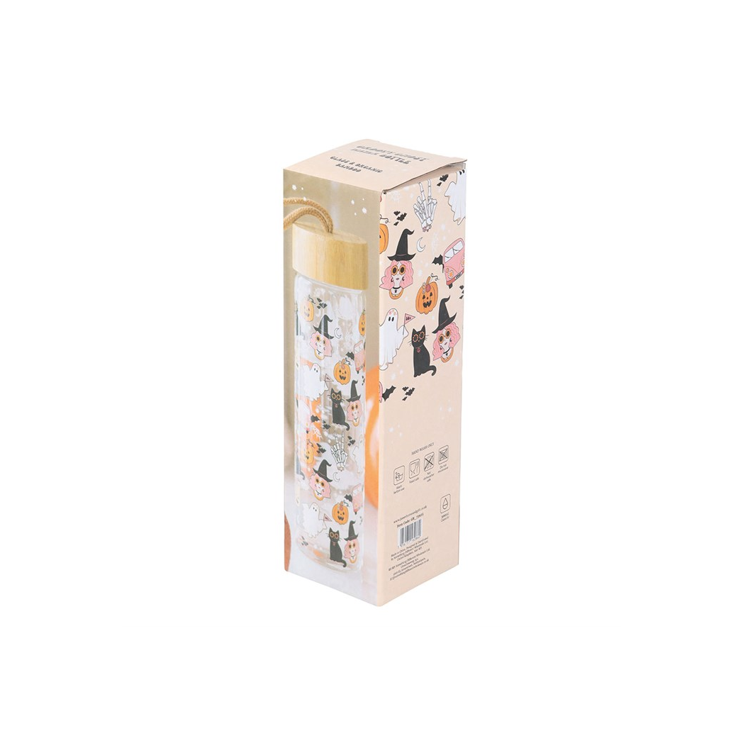 Groovy Ghost Print Glass Water Bottle