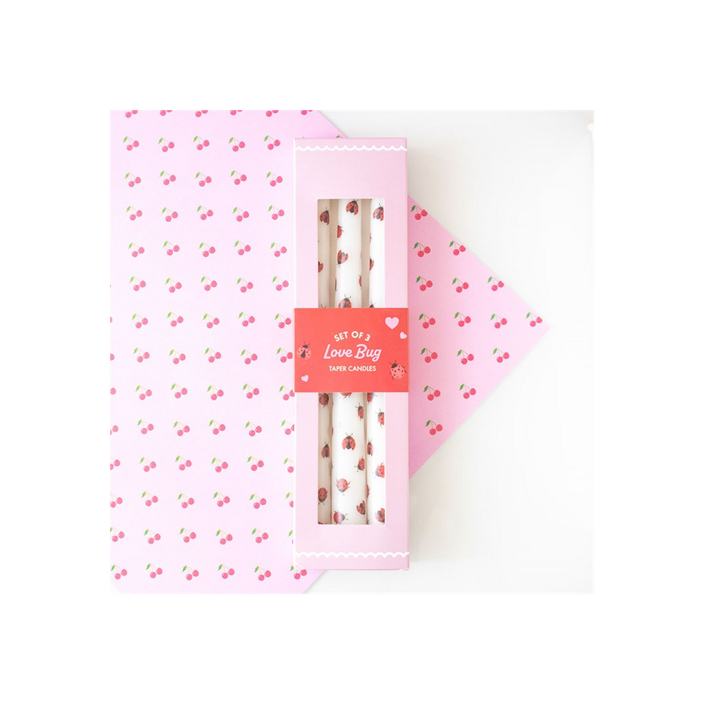 Set of 3 Love Bug Ladybird Taper Candles