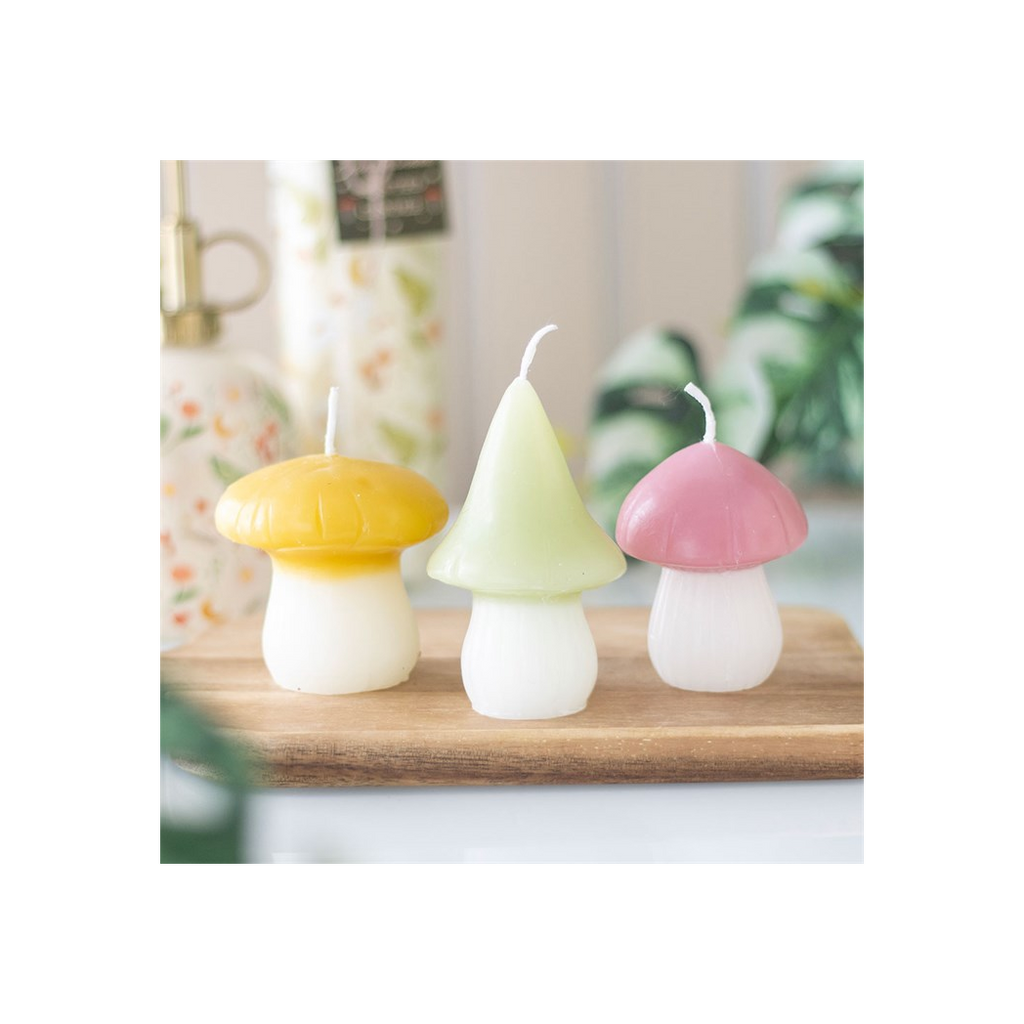 Set of 3 Pastel Mushroom Candles