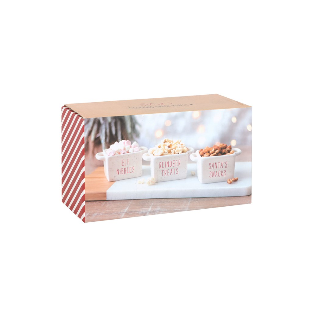 Set of 3 Ceramic Christmas Snack Bowls