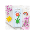 Set of 2 Turtle and Flower Pin Badges