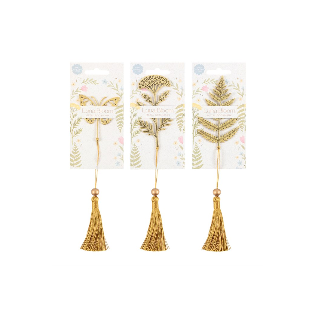 Set of 24 Luna Bloom Metal Leaf Bookmarks