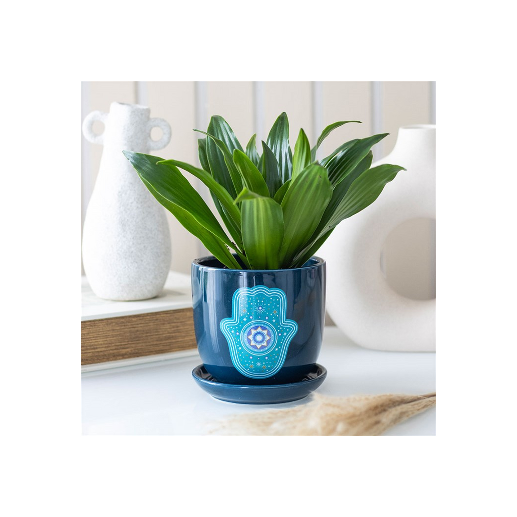 Hand of Hamsa Ceramic Plant Pot