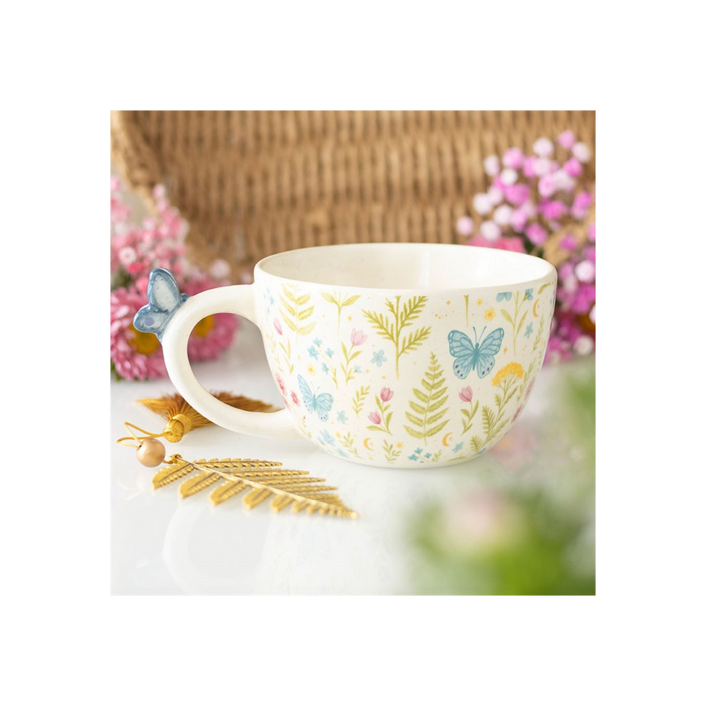 Luna Bloom Floral Print Mug with Butterfly